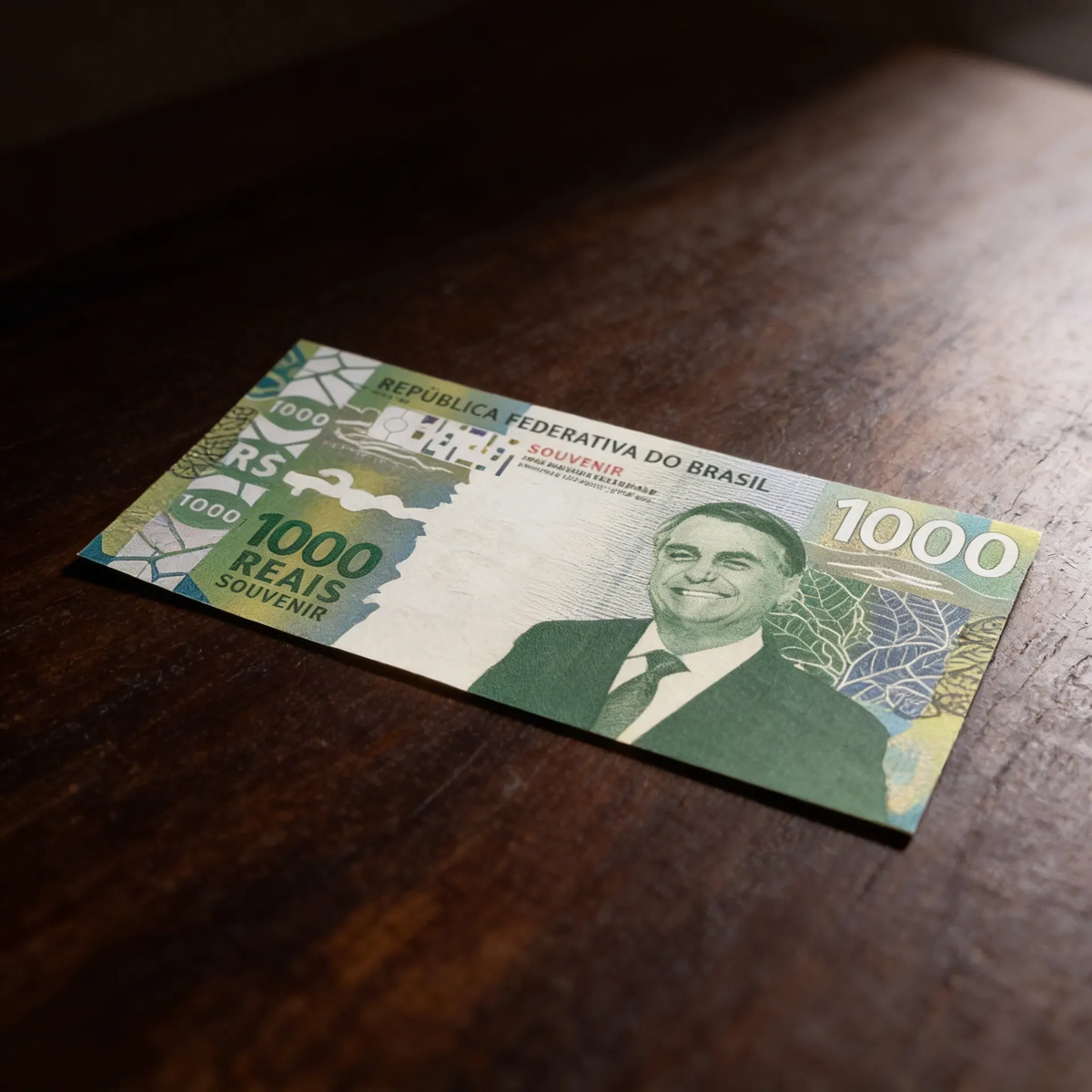 Nota colecionavel de R$100 com a imagem do Presidente Jair Messias Bolsonaro